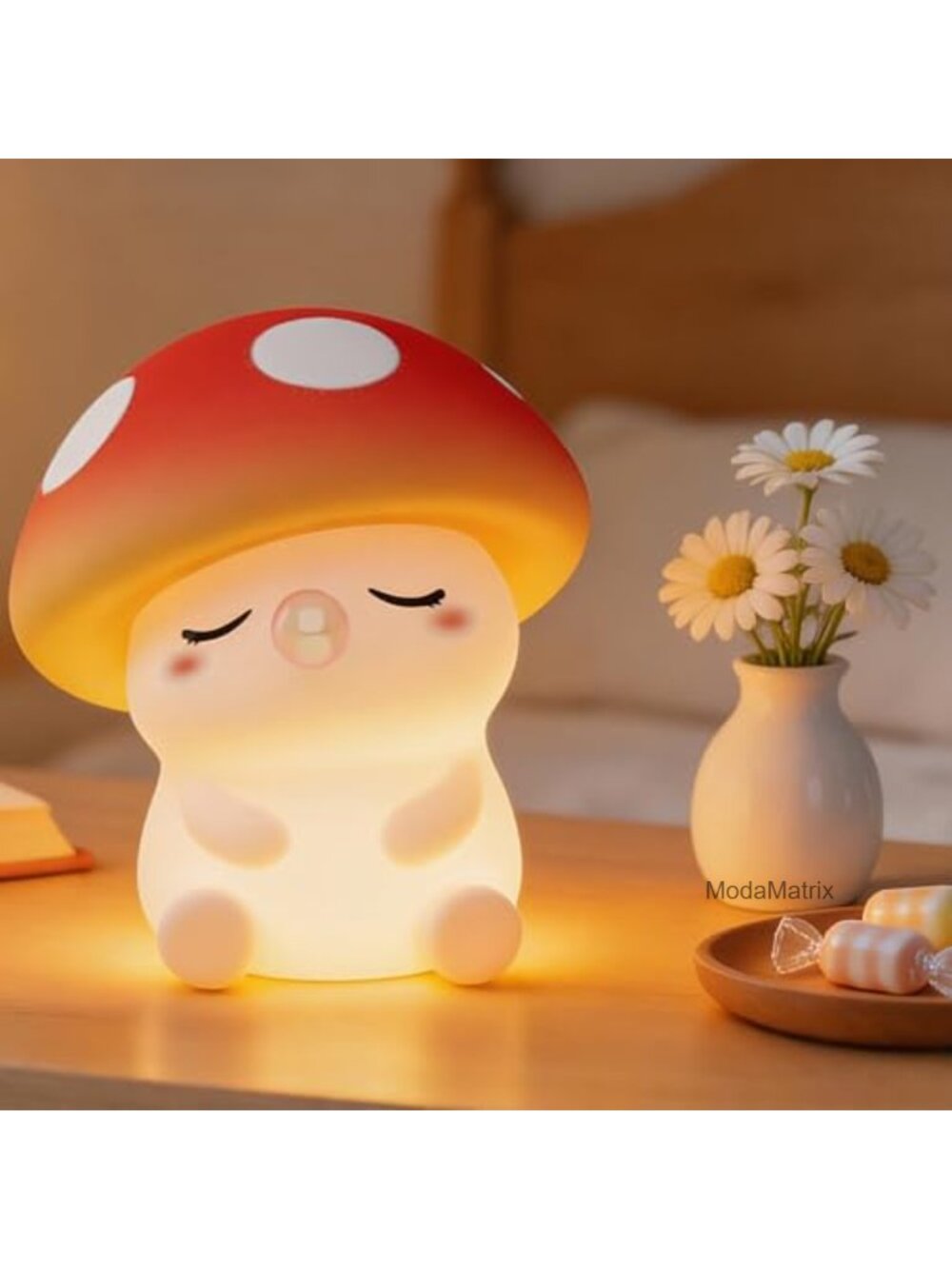 Squishy Silicone Mushroom Night Light Touch Bedside Nursery Lamp